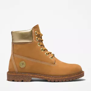 TIMBERLAND DAMEN HERITAGE 6 ZOLL WASSERDICHTER STIEFEL WEIZENNUBUK MIT GOLD A5RS8 - Bild 1 von 10