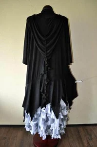 Lagenlook raffinierte Zacken-Tunika Volantkapuze BLACK 44,46,48,50,52,54 XL-XXXL - Bild 1 von 5