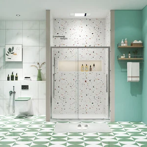 50"-54"W x 72"H sliding shower door, sliding door, with 1/4" tempered glass and - Picture 1 of 12
