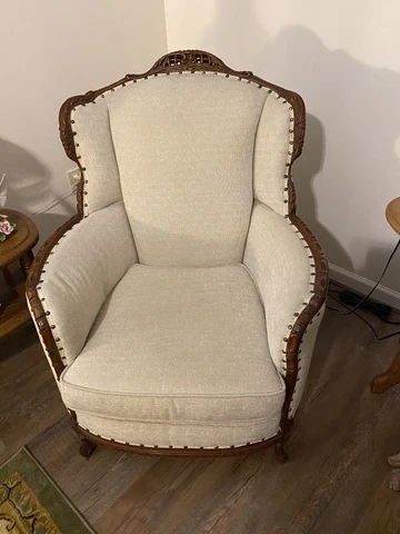 Beautiful chenille Upholstered French Bergere Wood Carved Antique Chair Cover