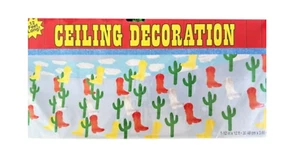 COWBOY PARTY 12' CEILING DECORATION American West Boots Cactus Southwestern NEW - Picture 1 of 4