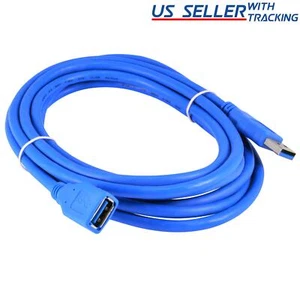 10Ft/3M USB 3.0 Extension Cable, A-Male to A-Female Data Cord, 5Gbps, Blue - Picture 1 of 1