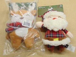 Lot of 2 Small Dog Toys w/squeakers Reindeer &Santa Holiday / Christmas NEW - Picture 1 of 3