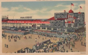 Steel Pier, Ship Deck & Sand Artist - Atlantic City, New Jersey - Posted Linen - Bild 1 von 3