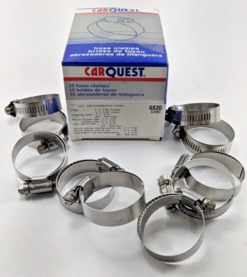 Carquest 6520  1" - 1/8" hose clamps - Stainless Steel - Box of 10 - Image 1 of 3