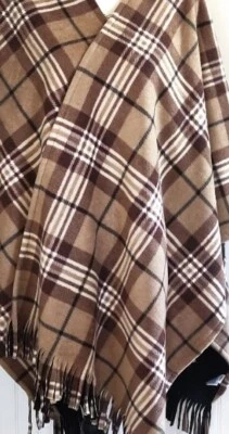 Poncho con capa envolvente Rachel Roy marrón/bronceado/beige a cuadros - nunca usado Foto 1 de 4