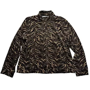 Chaqueta Kim Rogers Marrón Estampado Animal Terciopelo Cremallera Completa Manga Larga Talla XL - Imagen 1 de 10