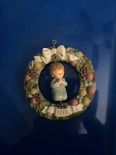 Vtg 1977 Hallmark Ornament Twirl About Praying Child in Della Robia Wreath