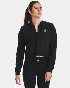 Under Armour Women's Project Rock Heavyweight Terry Full-Zip Hoodie Black (M) - Picture 1 of 6
