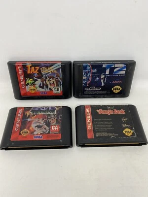4 Sega Genesis Game Lot Taz Terminator 2 Sun Terrania Jungle Book Ships Fast - Image 1 of 4