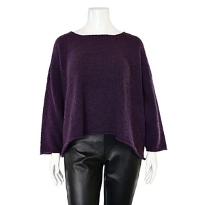 Eskandar Merino Wool/Cashmere Blend Hand Loomed Sweater in Eggplant sz O/S - Picture 1 of 8