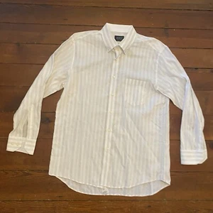 Mirto Men’s Dress Shirt XL Beige Stripe Luxury Italy Made Cotton Casual Business - Picture 1 of 7