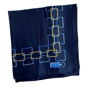100% new ZILLI Silk Pocket Square Navy Design 250495 - Picture 1 of 4