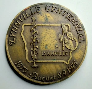 Medalla LYNNVILLE IOWA CENTENARIO HITO HISTÓRICO @1975 - Imagen 1 de 2