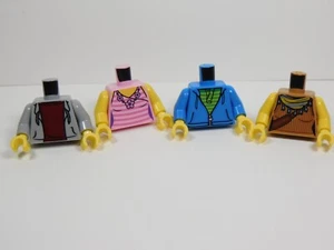 LEGO Lot of 4 Printed Torso Male Female Minifig Pink Gray Dark Zure A5 - Picture 1 of 2