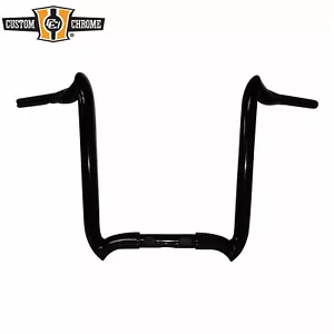 Manillar torcido negro de tiro grueso de 18" de 1-1/2" apto para Harley Touring FL 3,5" moleteado - Imagen 1 de 1