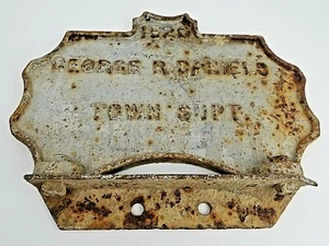 Antigua vestal Nueva York 1920 George R Daniels Town Supt. Placa de puente de hierro fundido - Imagen 1 de 7