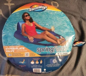 NUOVO SwimWays Reclinabile Galleggiante Molla VALVOLA IPER-FLATE Blu Scuro SPEDIZIONE VELOCE - Foto 1 di 4