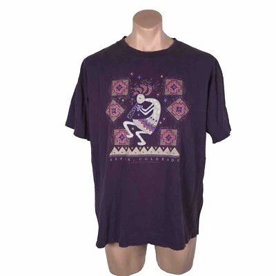 Vtg 1995 Aspen Colorado native Travel Vacation T-shirt purple XL PUFFY USA - Image 1 of 4
