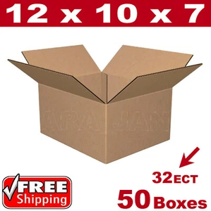 50 - 12x10x7 Cardboard Boxes Mailing Packing Shipping Box Corrugated Carton - Picture 1 of 1