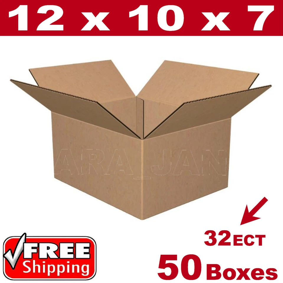 50 - 12x10x7 Cardboard Boxes Mailing Packing Shipping Box Corrugated Carton - Image 1 of 1