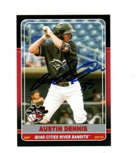 Austin Dennis 2019 Quad Cities River Bandits autographed signed team set card b