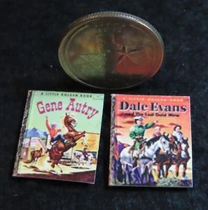 Book Books 1950s Cowboy Western Vintage 2 Children's 1:12 Miniature 8451 - Picture 1 of 3