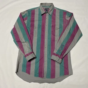Vintage Wrangler Brushpopper XL türkis grau gestreift Western Rodeo Cowboy verblasst 16 34 - Bild 1 von 14