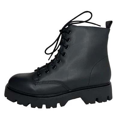 Botas de caminhada Madden Girl Stantton feminina combate tamanho 8-9 preta parte superior média com cadarço - Imagem 1 de 4