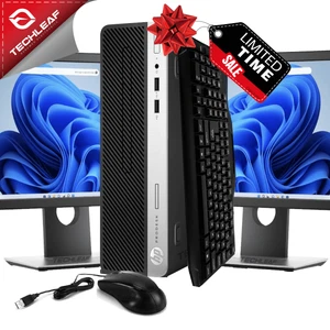 HP Desktop Computer PC i7, up to 32GB RAM, 4TB SSD, Dual 24" LCDs, Windows 11 - Picture 1 of 6