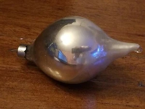 Vintage Glass Christmas Ornament, Teardrop Shape, 3 1/2 inches - Picture 1 of 5
