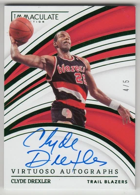 2022-23 Panini Immaculate Clyde Drexler Virtuoso Autographs Green Auto /5 - Image 1 of 2