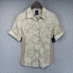 Camicia donna Basic Editions bottoni rotolo linguetta manica marrone marrone marrone paisley media - Foto 1 di 11