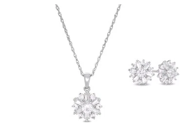 Juego de aretes y colgantes de zafiro Starburst en plata de ley Foto 1 de 4