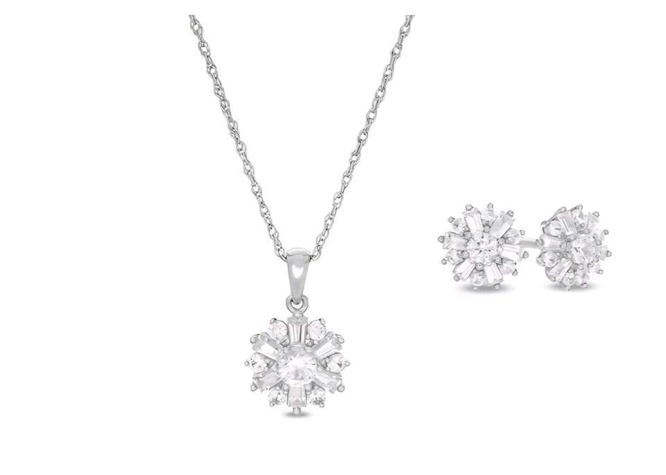 Juego de aretes y colgantes de zafiro Starburst en plata de ley Foto 1 de 4