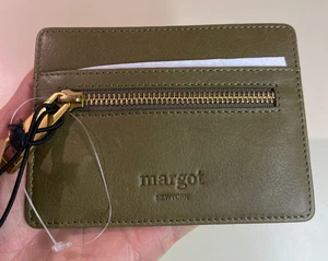 Margot New York Cleo Credit Card Stacker Wallet Genuine Leather Olive Green NWT - Picture 1 of 4