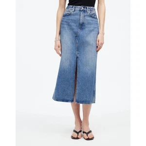 Madewell Damen The Rillee Denim Midi Rock Minimalistisch Enmore Wash Blau Größe 31 - Bild 1 von 14