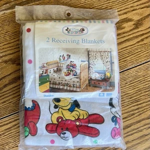 Vintage 1990s Disney Babies Cotton Receiving Blankets Brand New Old Stock Dundee - Picture 1 of 3