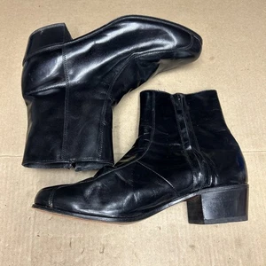 Florsheim Mens Duke Leather Bike Toe Zipper Black Boot Size 10 3E 17087-01 - Picture 1 of 23