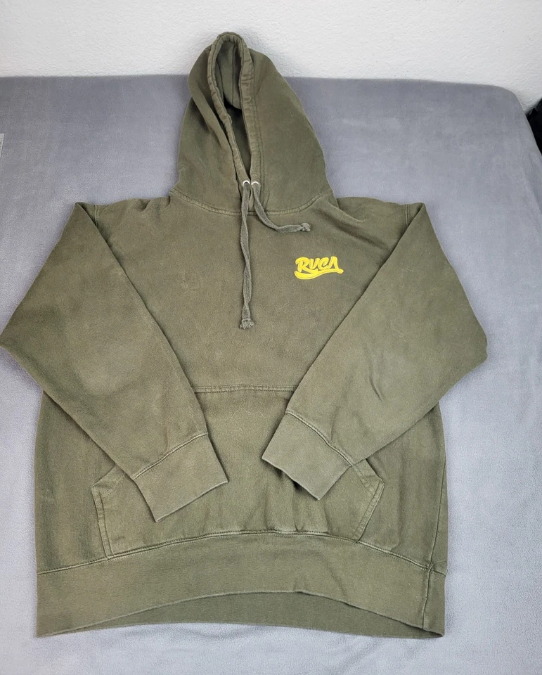 RVCA Hoodie Men Large Green Sweatshirt Drawstring Midweight Outdoor Warm MMA - Image 1 of 4