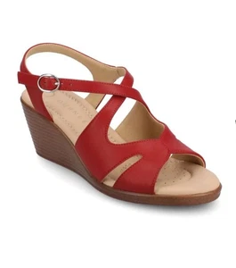 Journee Collection Women's KedzieII-wd Strappy Wedge Sandals red W10 - Picture 1 of 5