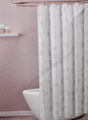 Cortina de ducha de tela blanca Kate Spade New York Sweet Spot 72" x 72" nueva en paquete Foto 1 de 4