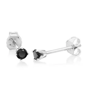 925 Sterling Silver Black Diamond Stud Earrings for Women | 0.17 Carat Cttw | - Picture 1 of 5