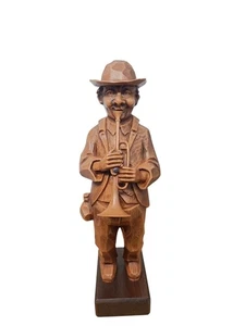 Trompeter Musiker Figur Holzoptik Hartplastik Vagabund,Holzschnitzerei Deko 39cm - Bild 1 von 5