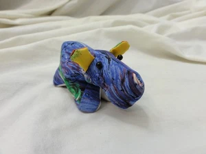 Cute!!! Vintage 1990's Sand Animal Paperweight ~ Purple Hippo / Hippopotamus 4" - Picture 1 of 8