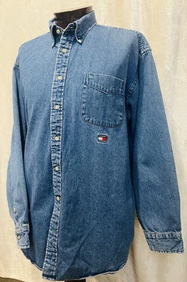Camisa vaquera vintage Tommy Jeans con botones manga larga para hombre extra grande occidental Foto 1 de 4