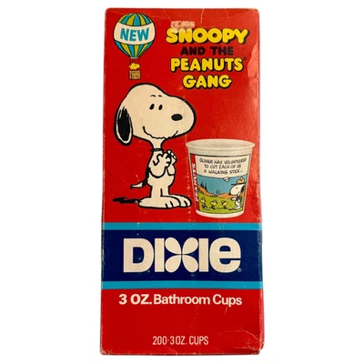 Dixie Cups Vintage 3 OZ Snoopy and the Peanuts Gang 200 Caja Sellada Total Nuevo de Lote Antiguo Nuevo Foto 1 de 4