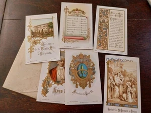 ANTIQUE 1890 LEON XIII PRIESTLY JUBILEE CANIVETS 6 PIOUS IMAGES COMPLETE RARE - Picture 1 of 6