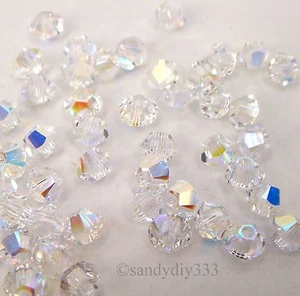 144x SWAROVSKI 5328 CLEAR CRYSTAL AB 3mm CRYSTAL XILION BICONE BEAD - Picture 1 of 2