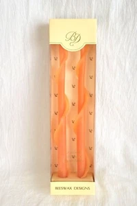 Set Of 2 Beeswax Designs Taper Candles 12" Pumpkin Orange - Picture 1 of 6